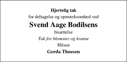 Taksigelsen for Svend Aage Bodilsens - Kolding