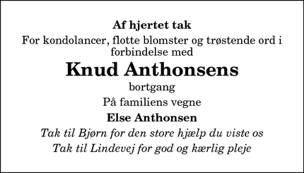 Taksigelsen for Knud Anthonsen - Skagen
