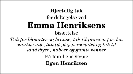 Taksigelsen for Emma Henriksen - Hadsund