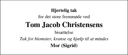 Taksigelsen for Tom Jacob Christensens - Pandrup