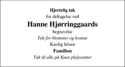 Taksigelsen for Hanne Hjørringgaard - Saltum