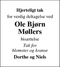Taksigelsen for Ole Bjørn
Møllers - Glamsbjerg 