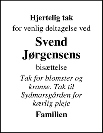 Taksigelsen for Svend Jørgensens - Haarby