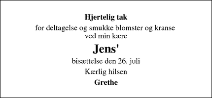 Dødsannoncen for Jens'  - Haarby