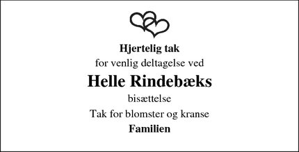 Taksigelsen for Helle Rindebæks  - Haarby