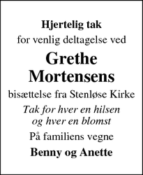 Taksigelsen for Grethe
Mortensen - Stenløse