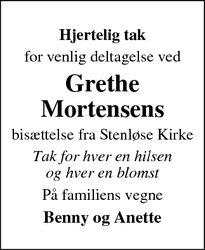 Taksigelsen for Grethe
Mortensen - Stenløse