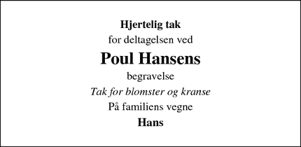 Taksigelsen for Poul Hansens - Hammel