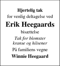 Taksigelsen for Erik Heegaard - Laurbjerg