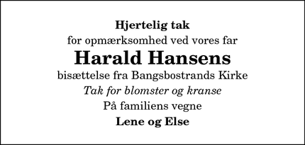 Taksigelsen for Harald Hansens - Frederikshavn