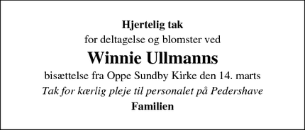 Taksigelsen for Winnie Ullmanns - Frederikssund