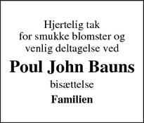 Taksigelsen for Poul John Bauns - Jægerspris