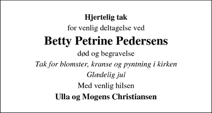 Taksigelsen for Betty Petrine Pedersens - Ramme