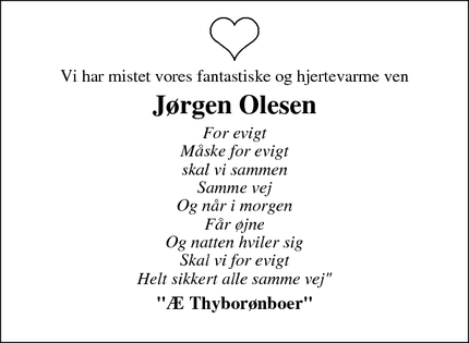 Dødsannoncen for Jørgen Olesen - thyborøn