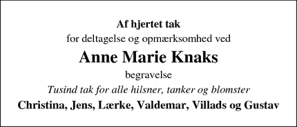 Taksigelsen for Anne Marie Knaks - Lemvig