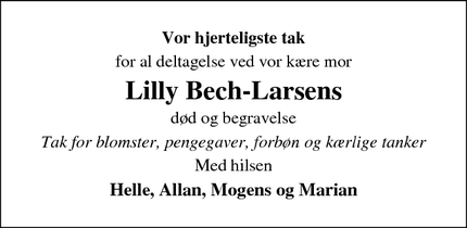 Taksigelsen for Lilly Bech-Larsens - Harboøre