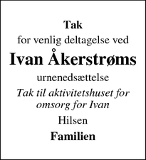Taksigelsen for Ivan Åkerstrøms - Lemvig 