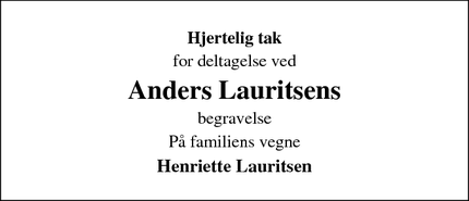 Taksigelsen for Anders Lauritsen - Lemvig