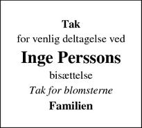 Taksigelsen for Inge Perssons - Espergærde