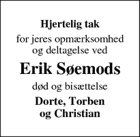 Taksigelsen for Erik S&oslash;emod - Ørbæk