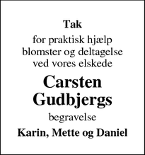 Taksigelsen for Carsten
Gudbjergs - Ullerslev