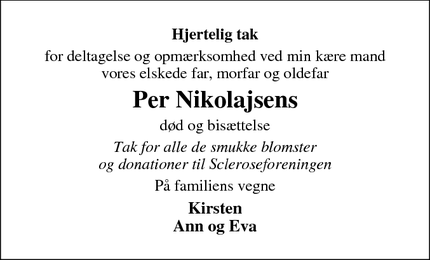 Taksigelsen for Per Nikolajsen - Vodskov