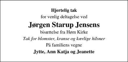Taksigelsen for Jørgen Starup Jensens - Ringsted