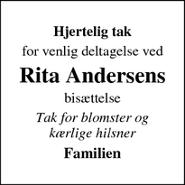 Taksigelsen for Rita Andersen - Ringsted