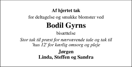 Taksigelsen for Bodil Gyrn - Sorø
