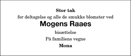 Taksigelsen for Mogens Raaes - Nykøbing