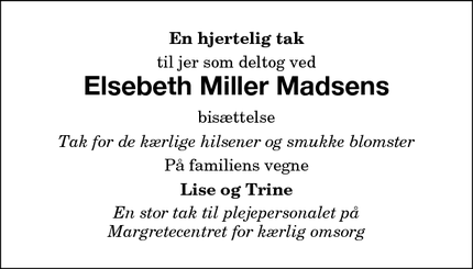 Taksigelsen for Elsebeth Miller Madsens - Maribo