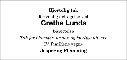 Taksigelsen for Grethe Lund - Holeby