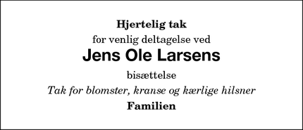Taksigelsen for Jens Ole Larsen - Stubbekøbing