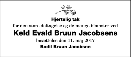 Taksigelsen for Keld Evald Bruun Jacobsens - Nr.Alslev 