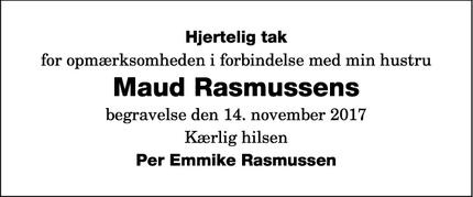 Taksigelsen for Maud Rasmussens - Rødbyhavn