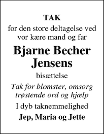 Taksigelsen for Bjarne Becher Jensens - Køge
