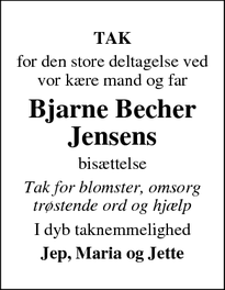 Taksigelsen for Bjarne Becher Jensens - Køge