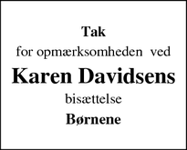 Taksigelsen for Karen Davidsens  - Nørre Aaby