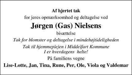 Taksigelsen for J&oslash;rgen (Gas) Nielsen - Middelfart