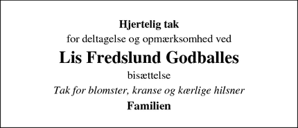 Taksigelsen for Lis Fredslund Godballe - Odense S