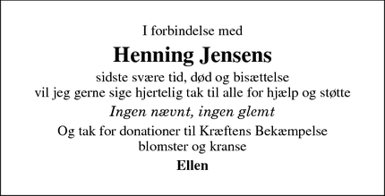 Taksigelsen for Henning Jensens - Strib