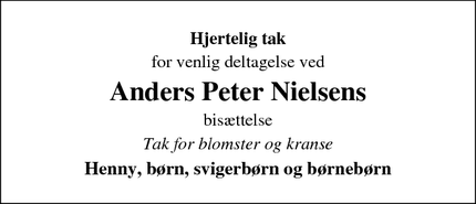 Taksigelsen for Anders Peter Nielsens - Silkeborg