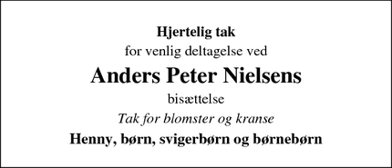 Taksigelsen for Anders Peter Nielsens - Silkeborg