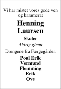 Dødsannoncen for Henning Laursen - Silkeborg