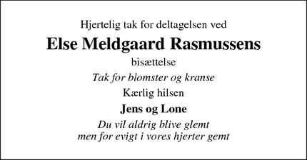 Taksigelsen for Else Meldgaard Rasmussens - Salten 