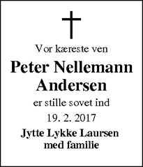 Dødsannoncen for Peter Nellemann Andersen - Silkeborg 