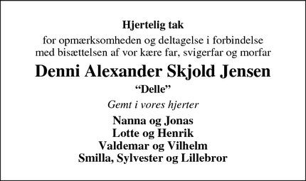 Taksigelsen for Denni Alexander Skjold Jensen - Grindsted