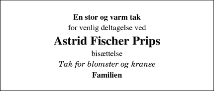 Taksigelsen for Astrid Fischer Prips - Grindsted