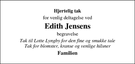 Taksigelsen for Edith Jensens - Sønderholm