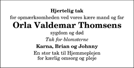 Taksigelsen for Orla Valdemar Thomsens - Hirtshals